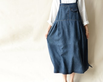 Women Overalls Dress Denim Dress Bib Dress Vintage Dress Casual Dress Summer Dress Sleeveless Oversized Dress Summer Dress Gift For Her