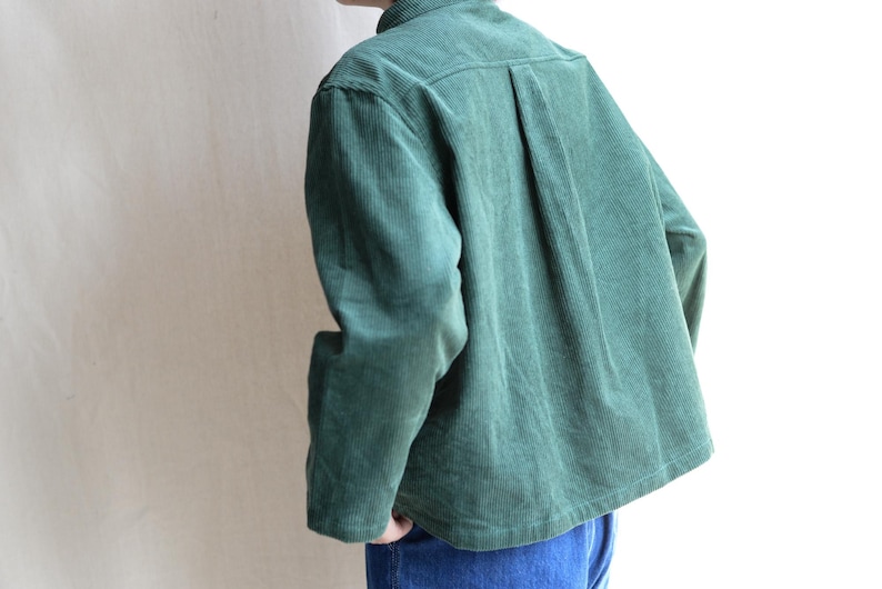 Women Corduroy Coat Jacket Green Big Pocket Jackets Streetwear Coat Wood Button Trench Coat Casual Jacket Handmade Cotton Coat Gifts For Her image 6