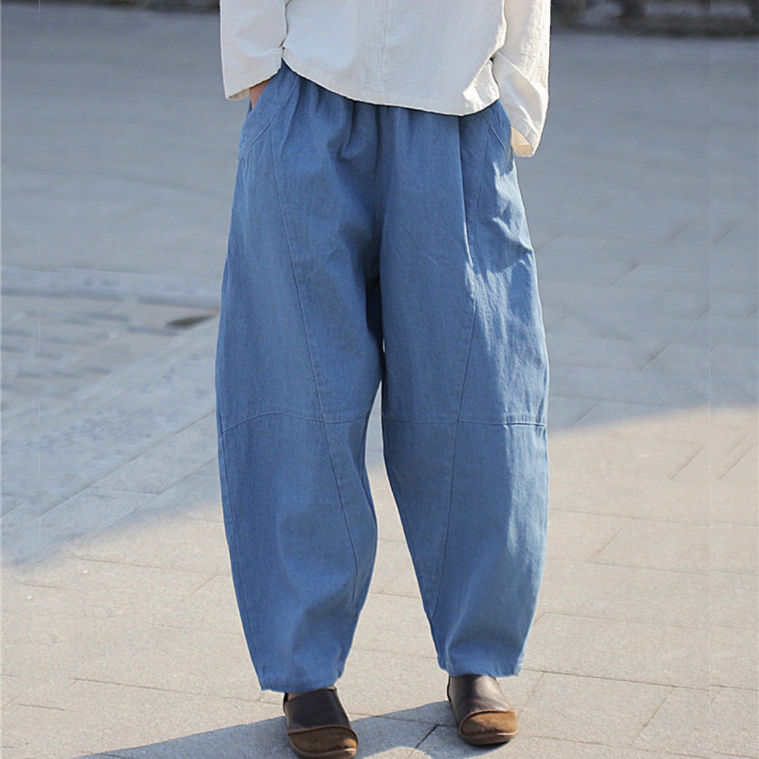 Women Baggy Pants Harem Trousers Elastic Waist Pants Tapered - Etsy