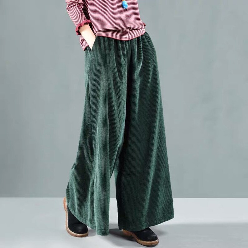 Corduroy Pants Winter Womens Pants Wide Leg Pants Warm Pants Etsy