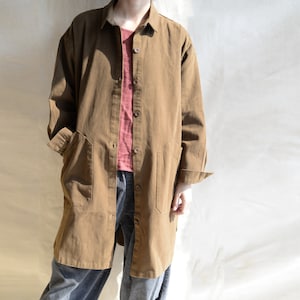 Retro Cotton Trench Coat Oversized Cotton Cardigan Duster Washed Cotton Cardigan Long Sleeves Button Outfit Jacket Customizable Washed Coats