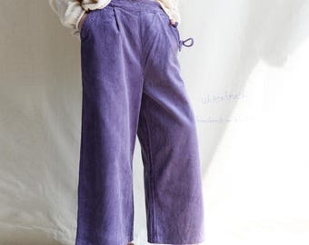 Corduroy Wide Leg Trousers: Retro High Waisted Cotton Pants