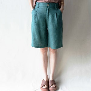 Vintage Linen Shorts, Summer Linen Shorts Women, 80s Linen Shorts With Pockets, Lightweight Shorts, Natural Linen Shorts, Personalized Gifts