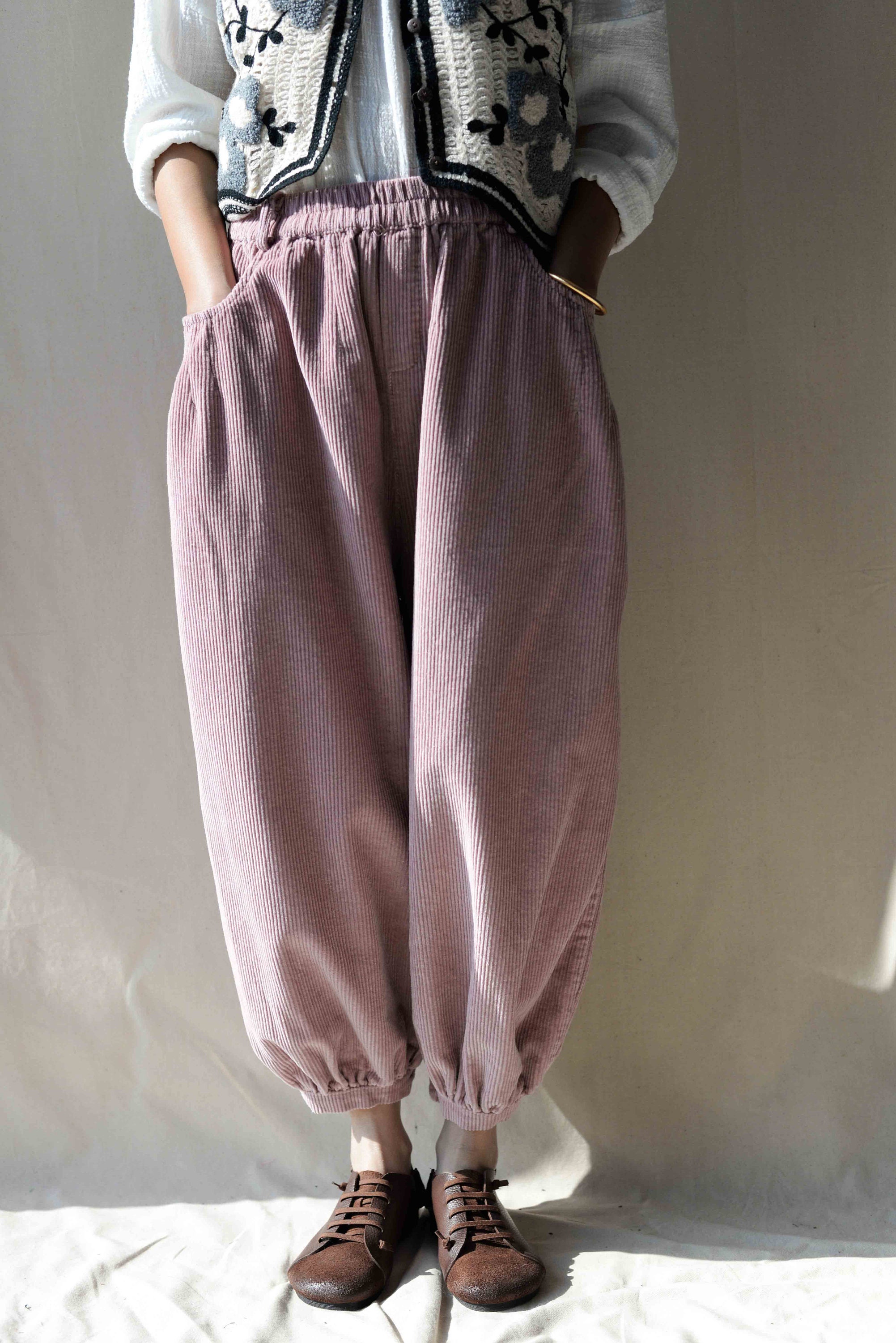 Women Loose Linen Cropped Pants Harem Pants Hippie Pants Soft