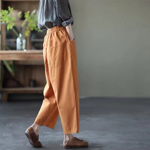 Poetry Pants Womens 14 Cotton Tan Elastic Waist Drawstring Lightweight  Trousers