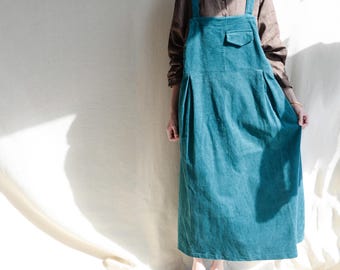 Vintage Loose Corduroy Overall Dress Bib Dress Women’s Retro Suspender Pinafore, Cozy Fall Outfit Sleeveless Oversized Dress Gifts For Her