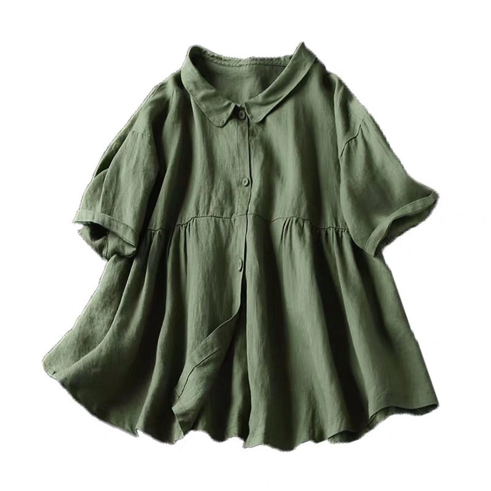 Women Linen Tops Summer Shirt Asymmetrical Tops Green Linen - Etsy