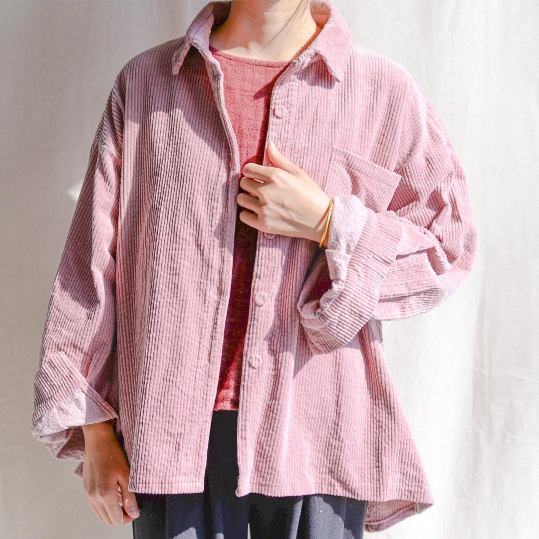 Women Pink Corduroy Tops Vintage Corduroy Shirt, Long Sleeve Corduroy ...