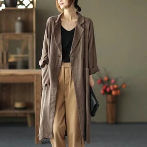 100% Leinen Mantel Burgund Lange Leinen Duster Washed Leinen Strickjacke Leinen Kimono Lange Ärmel Jacke Washed Weiches Leinen Top Oversized Mantel Coffee