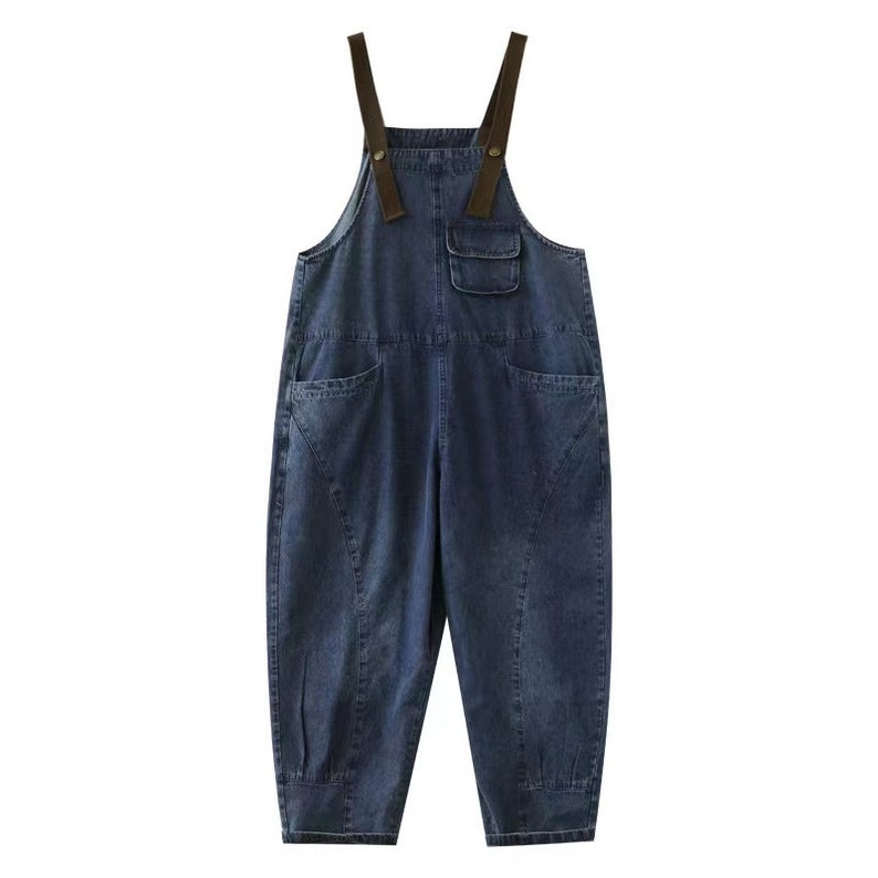 Lässige Overalls Lose Baumwolloveralls Overall mit Taschen Schwarzer Strampler Handgefertigte Hosen Lässige Baumwolloveralls Hosen Bild 4