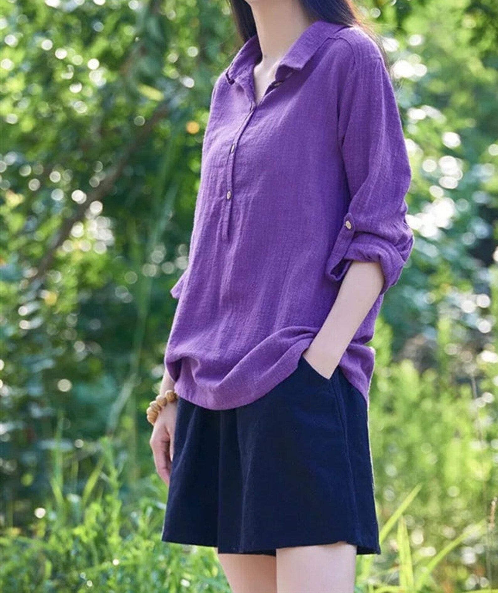 Women Linen Tshirt Loose Fitting Blouse Autumn Loose Tunic Etsy