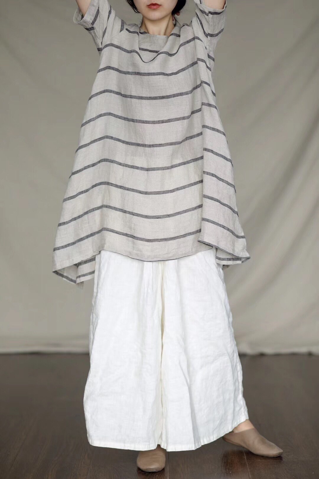 Women Linen Dress Striped Linen Tops Tunic Tops Loose Fitting - Etsy