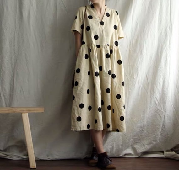 Vintage polka dot top dress plus size