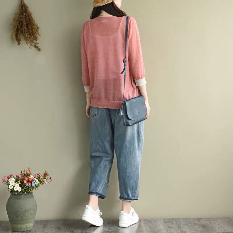 Vintage Embroidered Floral Jeans Blue Embroidered Denim image 4