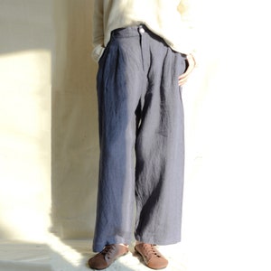 New Design High Waist Linen Pants Yoga Linen Trouser Oversized Linen Trousers Wide Leg Pants Straight Pants Long Trousers Made To Order Gift