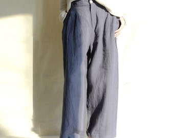 High Waist Linen Wide Leg Pants: Oversized Yoga Trousers