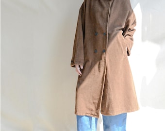 Oversized Long Corduroy Overcoat: Lightweight Cotton Fall Jacket