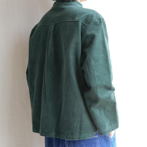 Women Corduroy Coat Jacket Green Big Pocket Jackets Streetwear Coat Wood Button Trench Coat Casual Jacket Handmade Cotton Coat Gifts For Her image 5