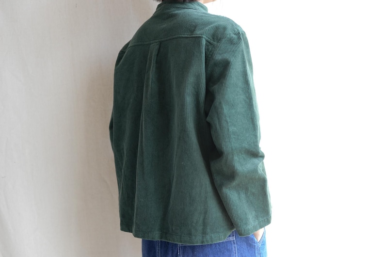 Women Corduroy Coat Jacket Green Big Pocket Jackets Streetwear Coat Wood Button Trench Coat Casual Jacket Handmade Cotton Coat Gifts For Her image 5