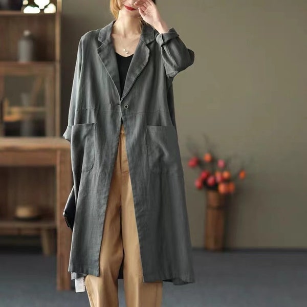 100% Linen Coat Burgundy Long Linen Duster Washed Linen Cardigan Linen Kimono Long Sleeves Jacket Washed Soft Linen Top Oversized Coat