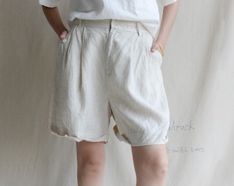 Customizable Linen Shorts: Loose Fit Knee-Length Summer Pants