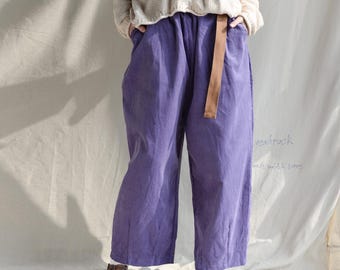 Handmade Corduroy Wide Leg Pants: Retro Spring Boho Cotton Trousers