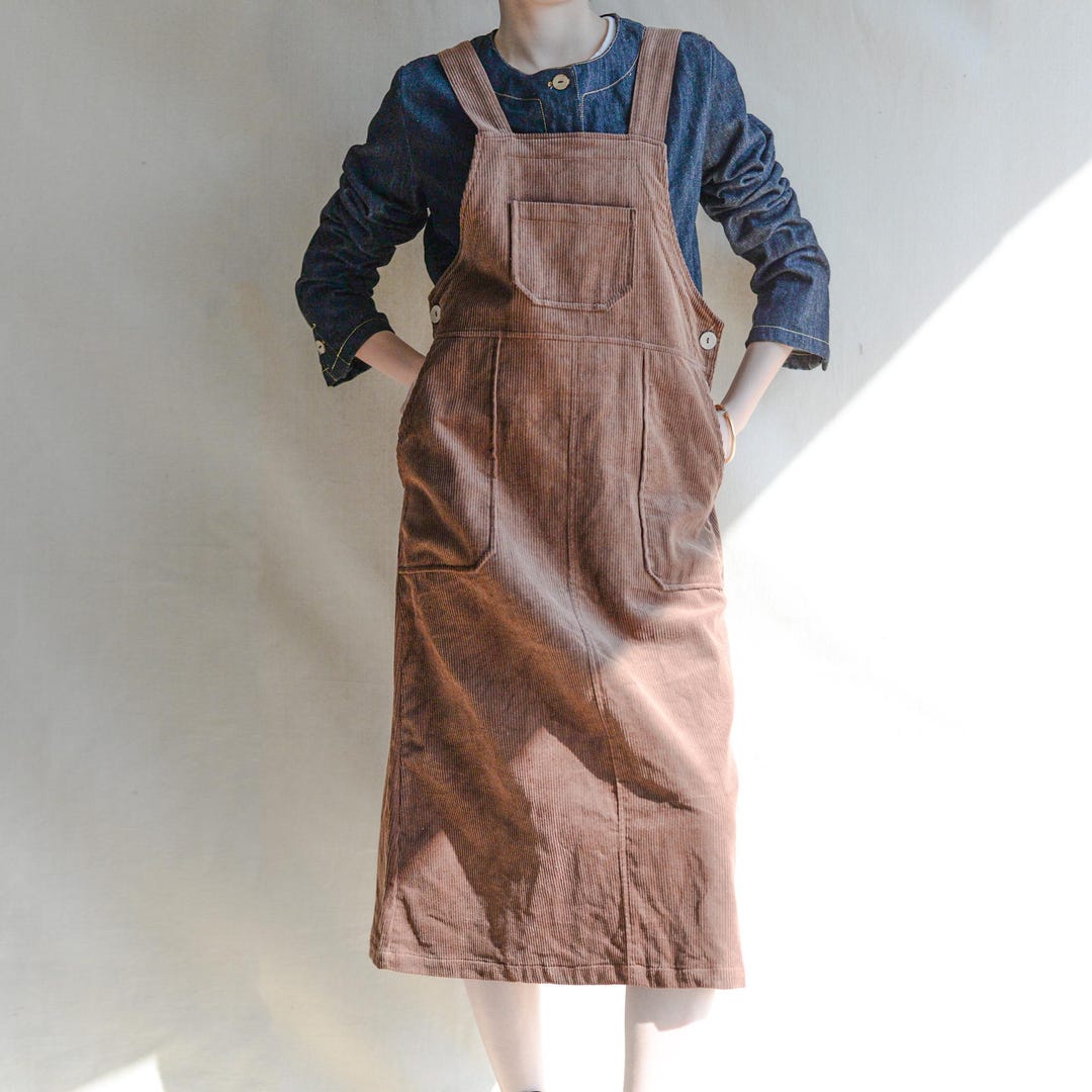 brown corduroy overall dress Vintage Overalls + Skirt for Women, Cottagecore Clothing Pinafore Dress Plus Size and Skirt, Anne Of Green Gables Apron Dress durable for daily use Heart of Dixie Overall Dress