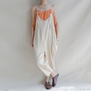 Women&#39;s Breathable Linen Jumpsuit: Loose Overalls with Pockets for Summer Casual Wear Handmade Jumpsuits Cotton Linen Overall With Pockets