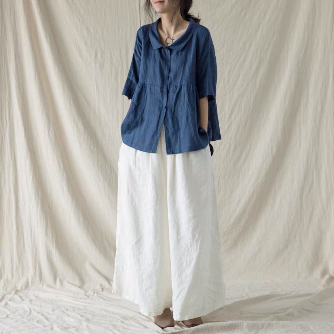 Women Linen Tops Summer Shirt Asymmetrical Tops Green Linen - Etsy