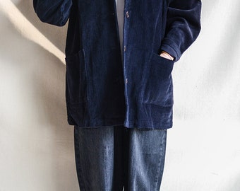 Black Corduroy Coat Jacket With Pocket, Vintage Long Black Corduroy Coat Jacket With Pocket, Vintage Long