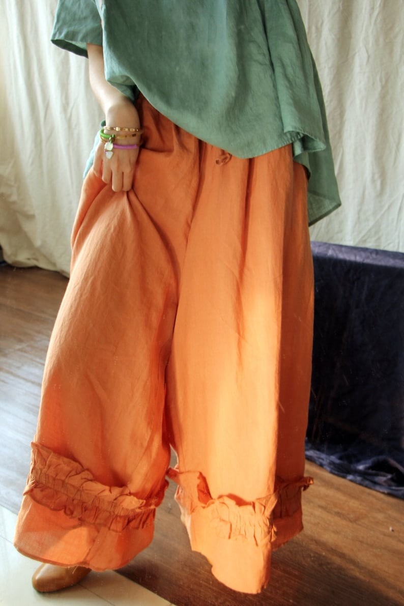 Women Linen Wide Leg Pants Loose Blue Maxi Pants Plus Size Long Pants Black Ladies Trousers Summer Boho High Waist Pants