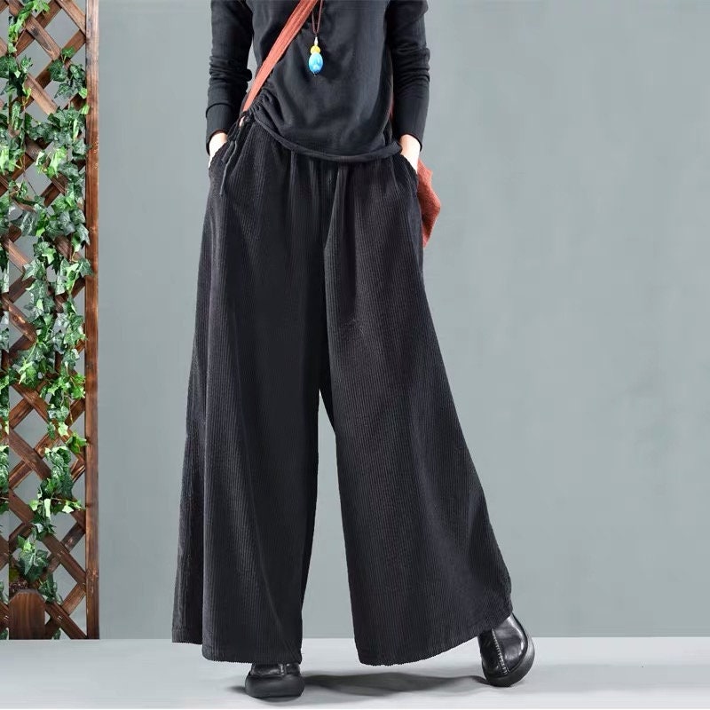 Corduroy Pants Winter Womens Pants Wide Leg Pants Warm Pants Long Pan…