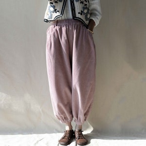 Pantalon en velours côtelé pour femme, pantalon oversize, pantalon décontracté, pantalon large, pantalon ample en velours côtelé vintage, pantalon court d'hiver, cadeau pour elle