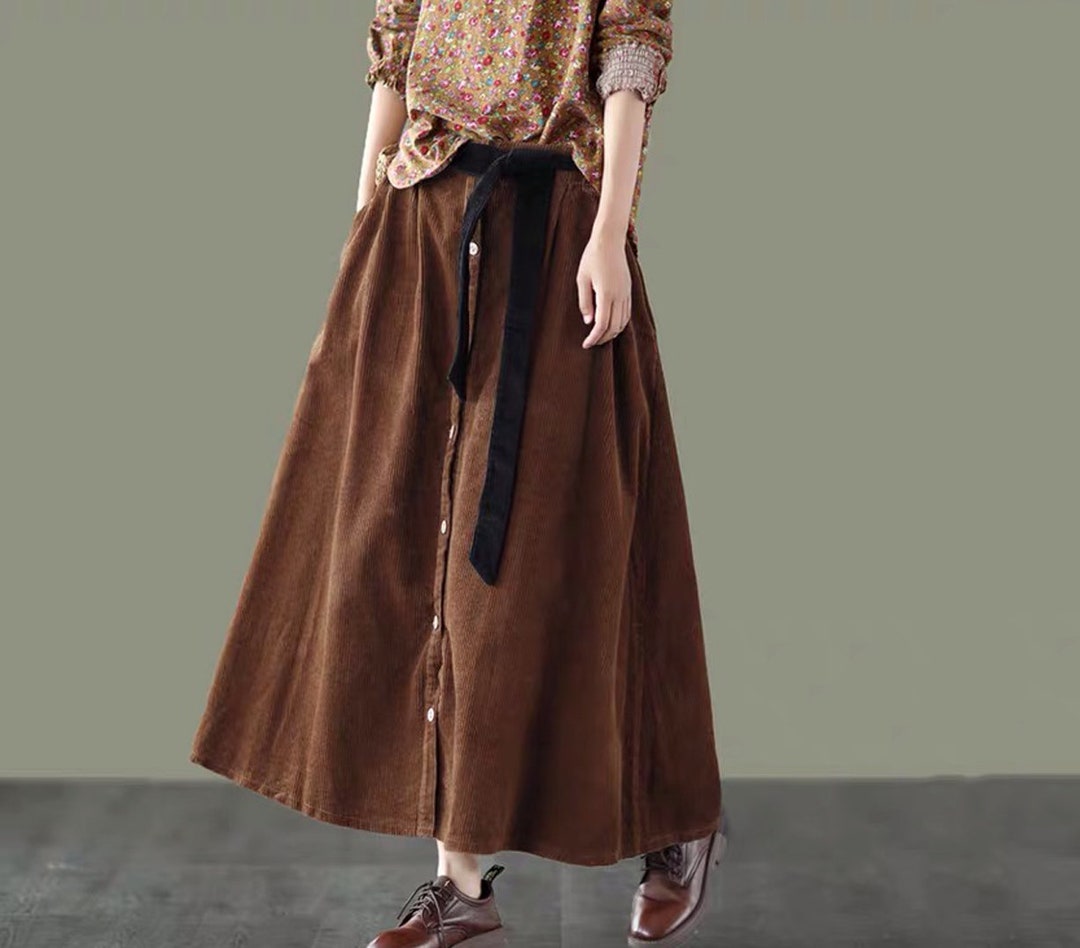 Corduroy Pink Button Skirt