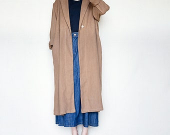Frauen Leinen Trenchcoat Übergroße Leinen Duster Seitentaschen Washed Linen Cardigan Leinen Kimono Lange Ärmel Jacke Washed Soft Linen Coat