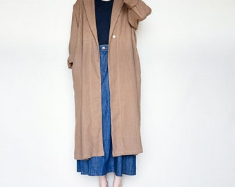 Women Linen Trench Coat Oversized Linen Duster Side Pockets Washed Linen Cardigan Linen Kimono Long Sleeves Jacket Washed Soft Linen Coat