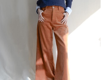 Caramel Casual Wide Leg Corduroy Pants: High Waist Straight Leg Trousers For Women