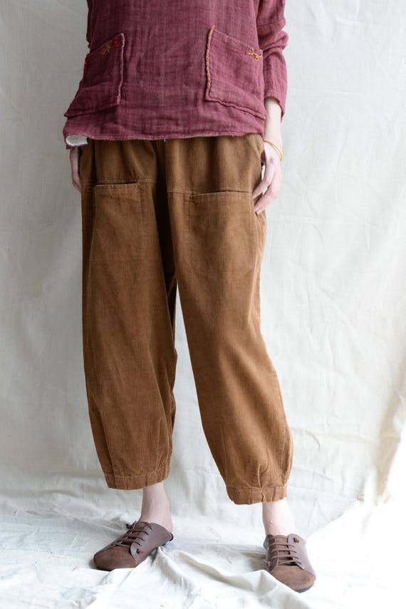Women Fall Corduroy Pants Trouser Loose Pants Handmade
