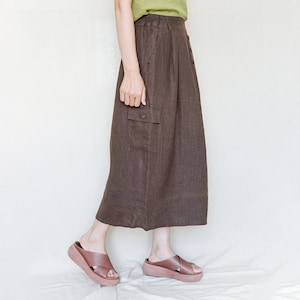 Custom Midi Length Linen Skirts, Elastic Waist Skirt, 100% Linen Skirts, Handmade Linen Skirts, Oversized Skirts,Linen Maxi Skirt, Bud Skirt