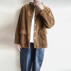 Women Retro Corduroy Short Coat Comfortable Warm Jackets Streetwear Jackets Wood Button Trench Coat Casual Coat Handmade Coat Gift For Her