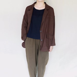 Vintage Linen Midi Length Coat Cardigan, Big Pocket, Long Sleeves Oversized Coat, Washed Soft Linen Coat, Ladies Trench Coat, Gift For Her