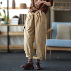 Women Retro Corduroy Pants Loose Pants Handmade Unique Trousers Vintage ...