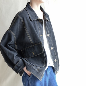 Women Black Denim Jackets With Big Pockets Trench Coat Vintage Coat Denim Coat Plus Size Windbreaker Loose Cowboy Jackets Long Sleeve Jacket