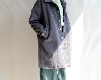 Oversized Corduroy Short Coat, Vintage Fall Winter Jacket, Handmade Cotton Outwear
