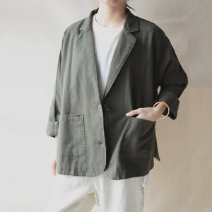 Women Washed Linen Trench Coat Jackets Linen Clothes Casual Suit Washed Linen Coat Custom Kimono Long Sleeves Jacket Washed Soft Linen Coat