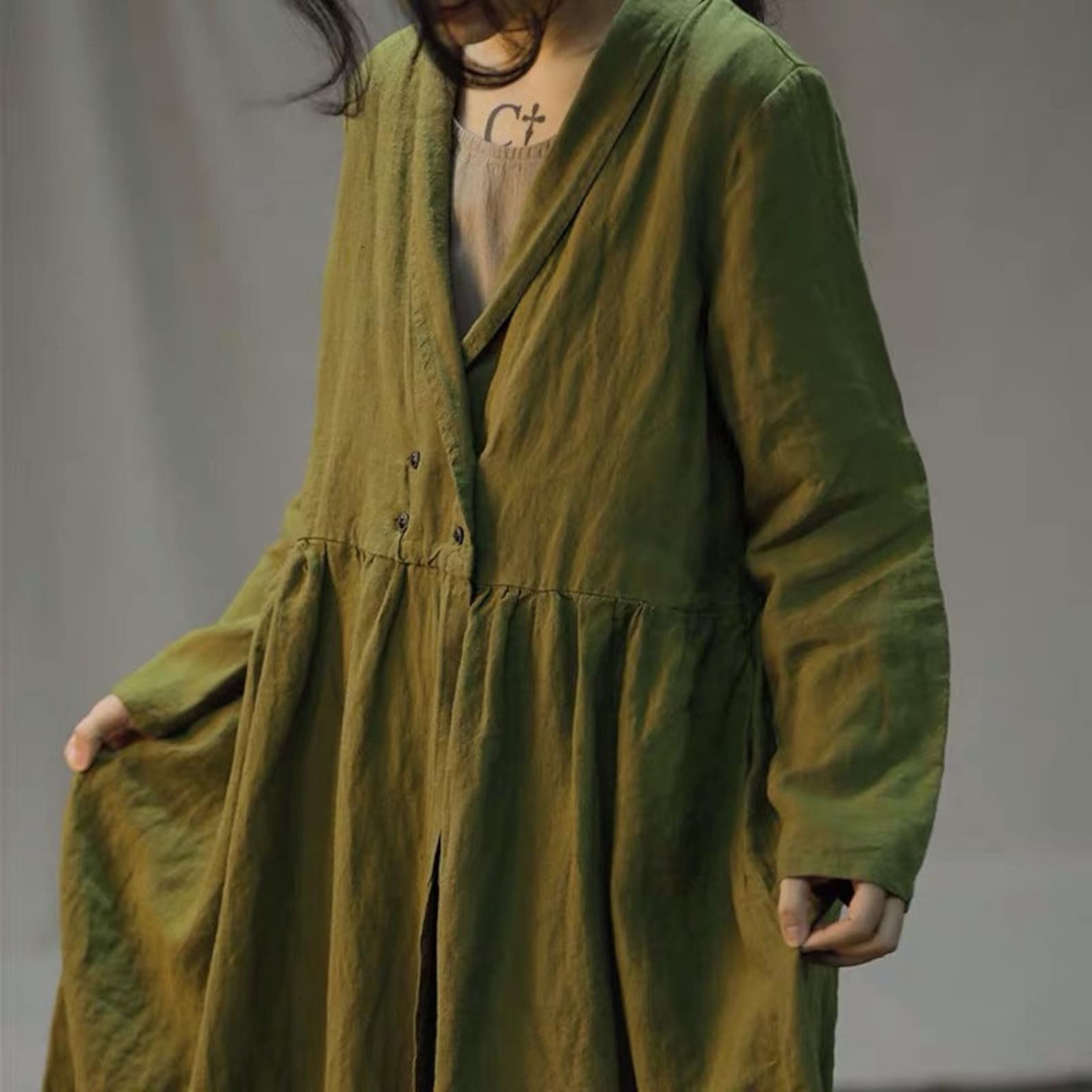 Women Long Sleeves Dress Linen Maxi Dress Breathable Linen - Etsy
