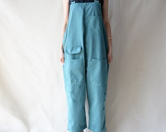 Green Cotton Jumpsuit: Women's Loose Harem Overalls
