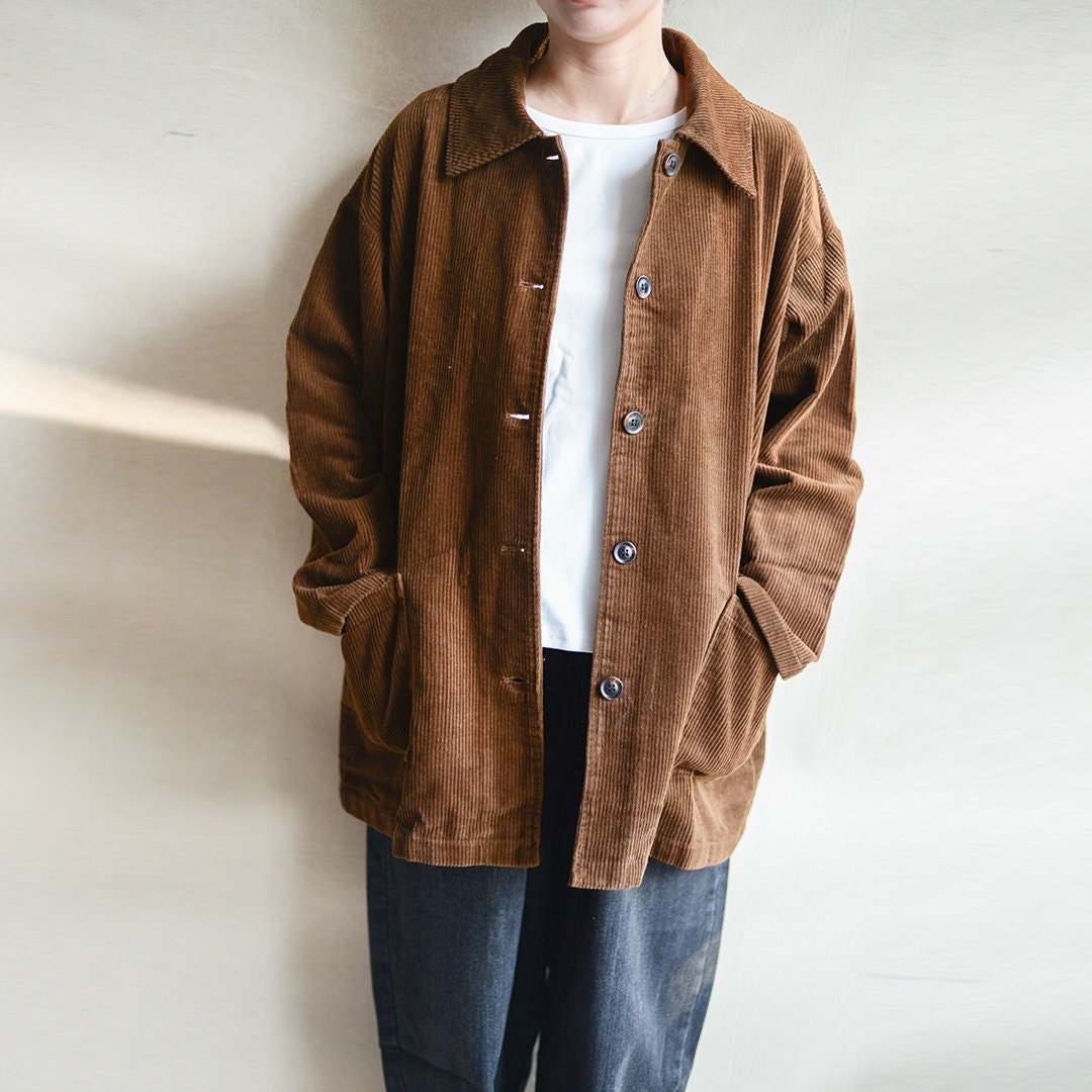 Black Corduroy Coat Jacket With Pocket, Vintage Long Black Corduroy Coat Jacket With Pocket, Vintage Long