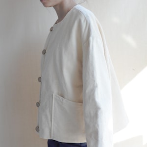 Handgefertigter Cord-Mantel mit Großen Taschen: Rundhals-Herbstjacke, lässiges Loose-Fit-Top