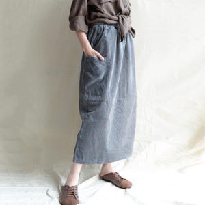 Women Midi Length Corduroy Skirt Fall Soft Casual Cord Skirt Retro Skirts Handmade Corduroy Skirts Thick Skirt With Big Pockets Gift For Her